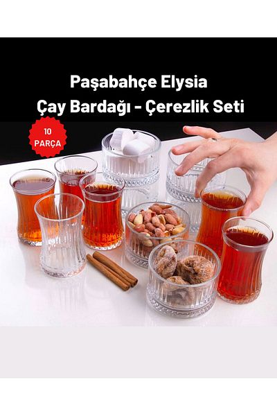 Paşabahçe Elysia Tea Cup Bowl Snack Set