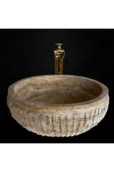 MYM Mermer Yapı Market Tasarım Noche Traverten Dışı Çizik Patlatma Çanak Lavabo