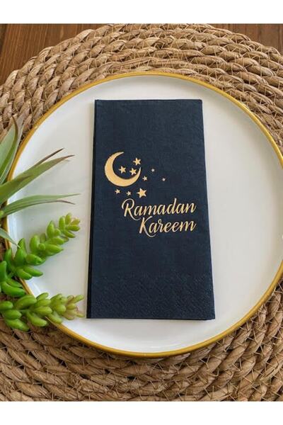 kidspartim G0ld مناديل رمضان كريم سوداء مذهبة 16 قطعة