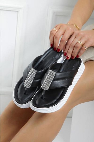 Ayax Sandale Flip Flops de piatră neagră