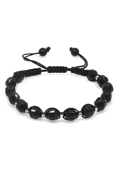 Tesbihane Macrame Braided Facet Cut Onyx Natural Stone Men's Bracelet