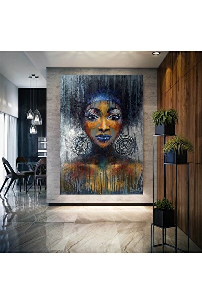 HDART Soyut Sanatsal Afrikalı Siyahi Zenci Kadın Kanvas Tablosu Tablo