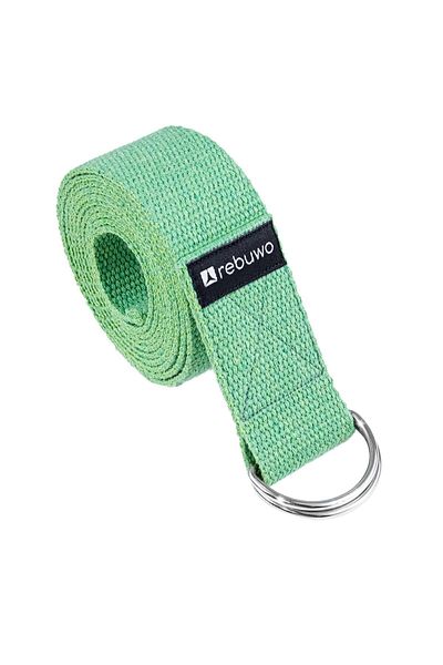 Rebuwo Light Green Yoga Belt - Natural Cotton, 184 Cm, Ideal Yoga and Pilates Shoes