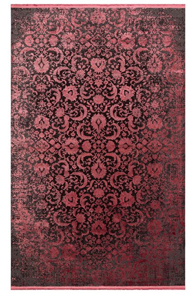 Eko Halı Cordoba Db02 Antrasıt Burgundy Parlak Yüksek Alçak Dokulu Modern Mak...