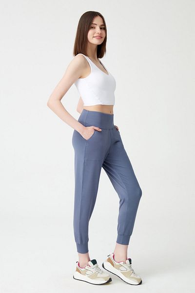 LOS OJOS Anthrazitfarbene Jogginghose mit hoher Taille für Damen