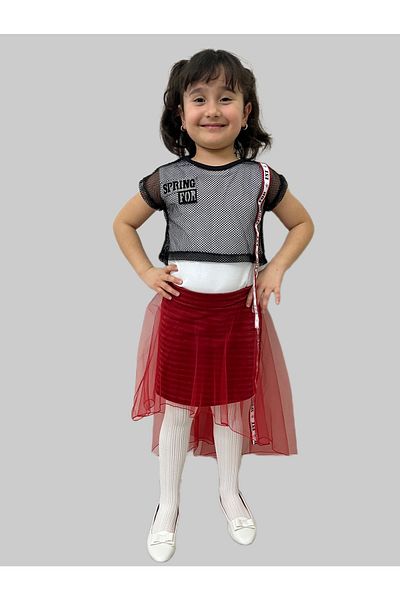Esterella Girl's Suit with Tulle Skirt / Mesh Girls Suit / Suit with Tail Skirt