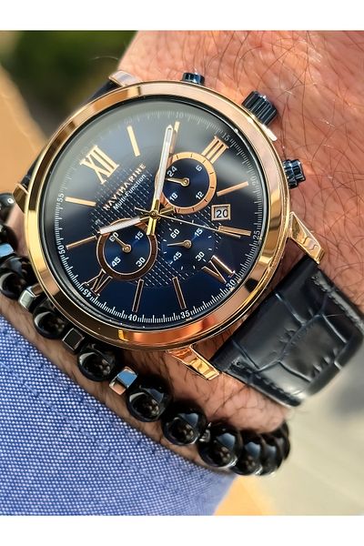 Navimarine Brand Functions Active, Navy Blue Cord Men's Wristwatch + Bracelet