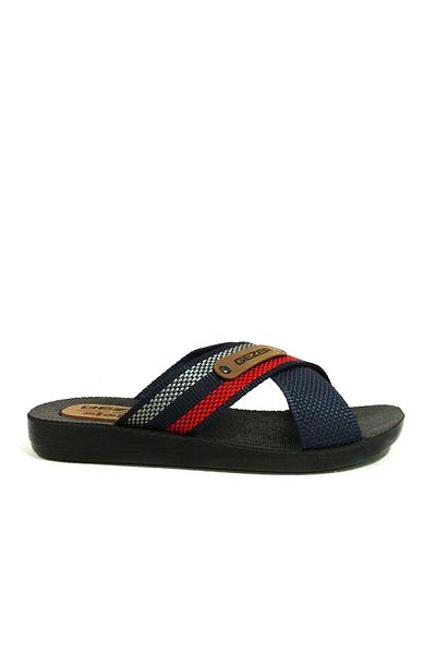 GEZER Navy Blue Gray Red Cross Rope Anatomical Men's Slippers