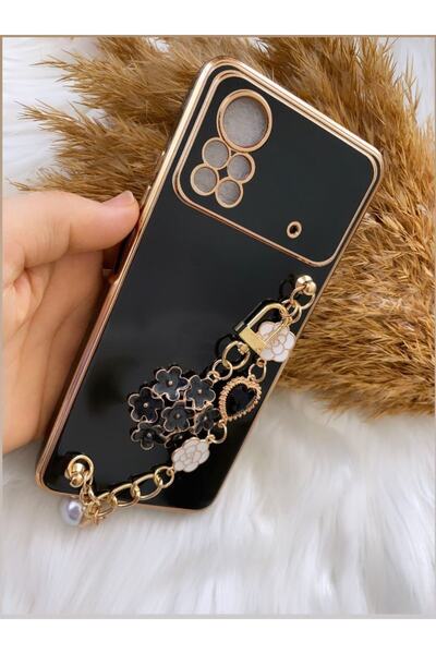 Aksesuarda Moda Poco X4 Pro Uyumlu Çiçekli Taşlı Incili El Geçmeli Lazer Kesi...