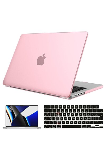 NovStrap Apple Macbook Pro 2021 M1 16.2 Inc A2485 Uyumlu Parlak Kılıf + Siyah Klavye Kılıfı + Film