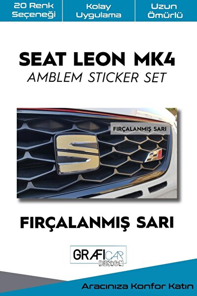 GRAFİCAR مجموعة ملصقات تزيين شعار سيارة سيات ليون Mk4 / بعد 2020 / أصفر مصقول