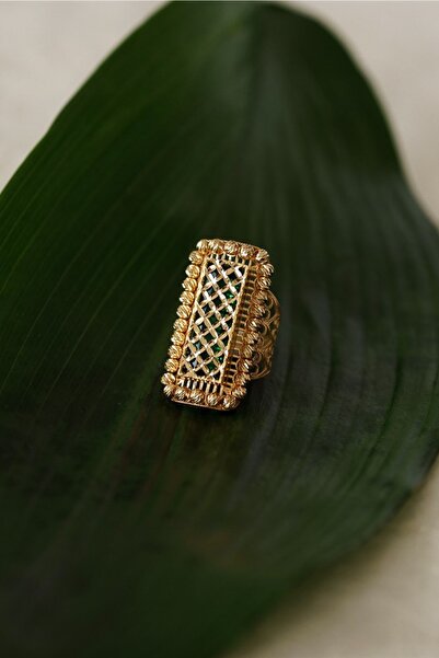 ALTINTAŞ KUYUMCULUK 22 Ayar Yeşil Taşlı Dorikalı Altın Yüzük