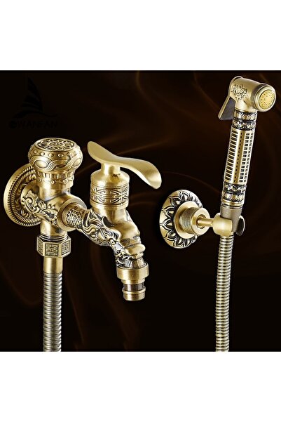 OEM Spiralli Tuvalet Taharet Musluğu Bide Özel Temizlik 7 Yıl Garantili Antik Işlemeli Ithal