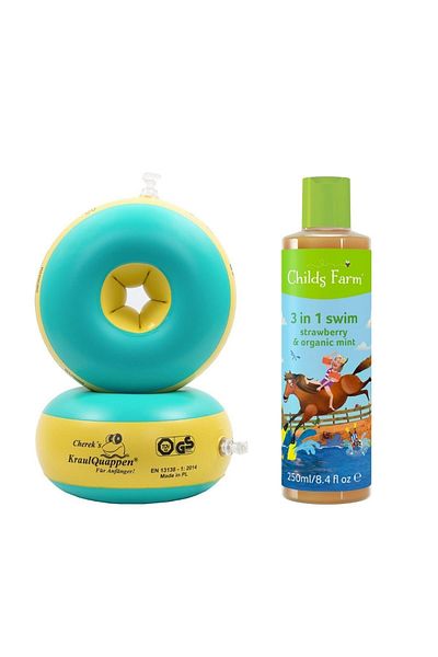 Childs Farm أكمام السباحة للمبتدئين - مستخلص الفراولة والنعناع العضوي 3 في 1 شامبو ما بعد السباحة