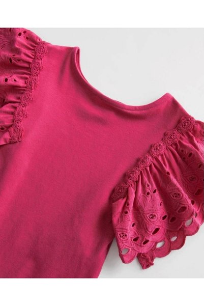 Pink Hippo Kids Girl's Snap-on Bodysuit with Lace Sleeves