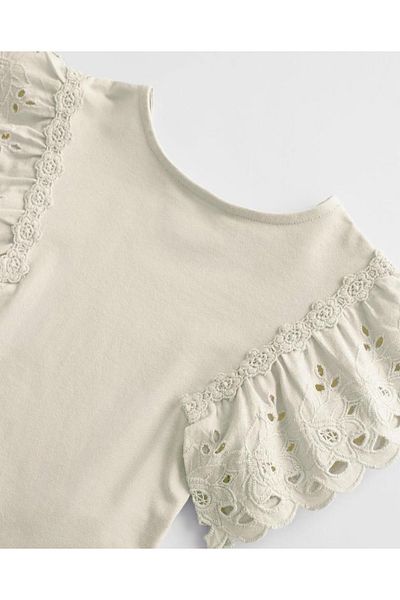 Pink Hippo Kids Girl's Snap-on Bodysuit with Lace Sleeves