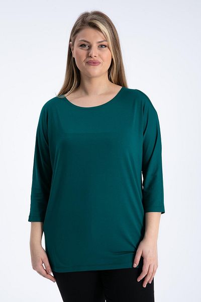 Nelly Plus Size One Shoulder Light Petrol Green Blouse