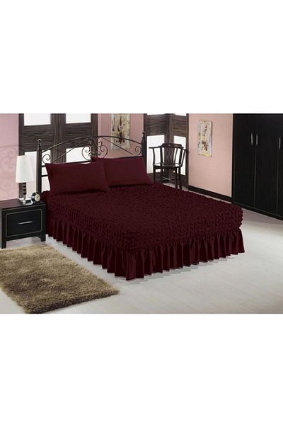 elgeyar Flexible Wrapped Fabric - Elastic Sheet Skirted Bedspread 1 Piece