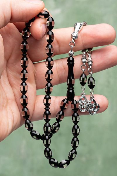 OTTOTESBİH ذكر 7x11mm أسود أبيض سبلاش مسحوق العنبر المعطر