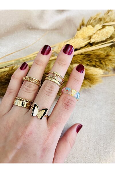 Markiz Takı مجموعة حلقات ماركة مكونة من 10 قطع