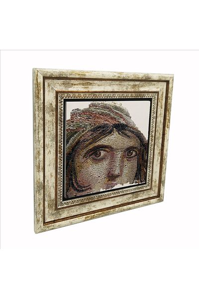 BAKSEPETE Gypsy Girl Mosaic Gaziantep Printed Natural Stone Painting 25Cmx25Cm Krt-146