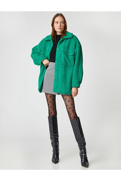 Koton Oversize Plush Jacket with Pockets