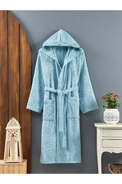 PHILIPPUS Salda Hooded Shawl Women's Bathrobe Blue