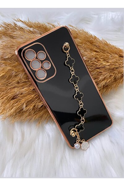 Aksesuarda Moda Samsung A53 Uyumlu Çiçekli Incili El Geçmeli Lazer Kesim Kılıf