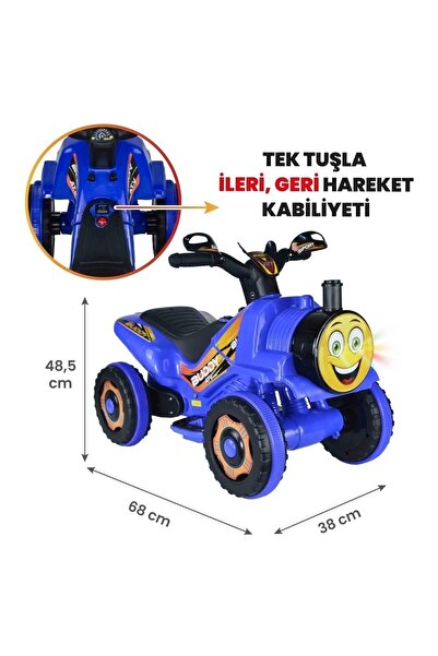 UJ Toys Müzikli Ve Led Işıklı Akülü Atv 6v Buddy Mavi