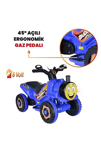 UJ Toys Müzikli Ve Led Işıklı Akülü Atv 6v Buddy Mavi