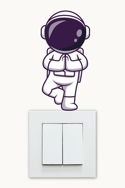 NeoPrint Autocolant pentru priză cu tematică astronaut, ornament pentru cadru întrerupător de perete