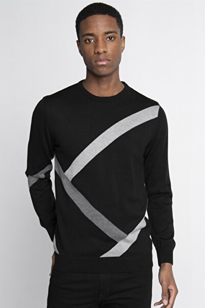 Tudors Men's Slim Fit Slim Fit Crew Neck Patterned Knitwear Sweater