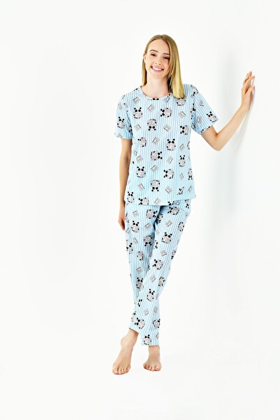 Yeniİnci Νέο σετ γυναικείων πιτζάμες Inci Panda Print