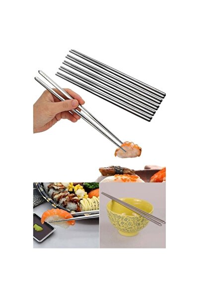 Rucas Metal Chopstick 5Pcs Stainless Steel Chinese Chopsticks 5 Pairs