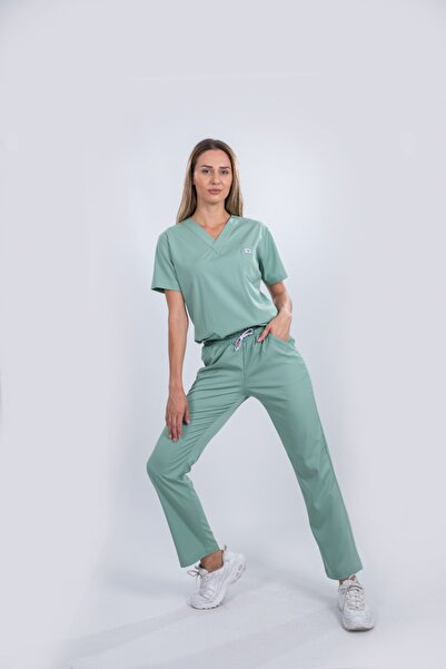 monotıp Soft Likralı Cerrahi Takım,hemşire Forması,unısex,takma Kol,limon Küfü
