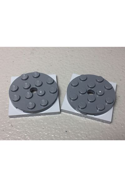 LEGO Technic Custom Accessory Turntable 4 X 4 Plate White Base Gray Dark Top 2 Pieces