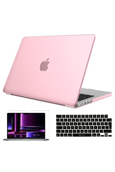 NovStrap Apple Macbook Pro 2023 M2 14.2 Inc A2779 Uyumlu Parlak Kılıf + Siyah...