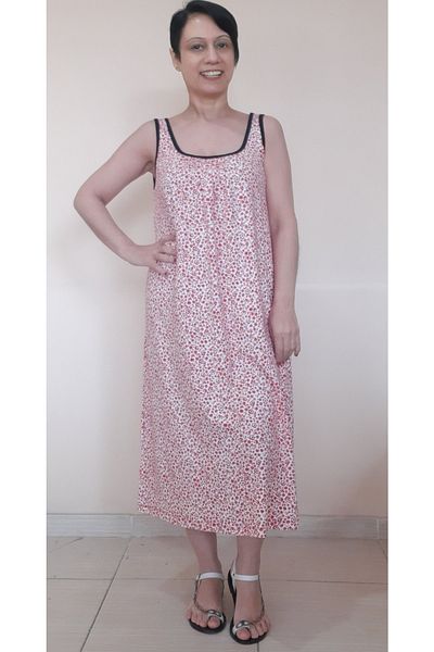 Mertcan Butik Rochie din vascoză din bumbac pieptănat cu flori în față și în spate