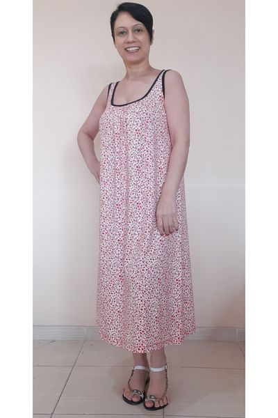 Mertcan Butik Rochie din vascoză din bumbac pieptănat cu flori în față și în spate