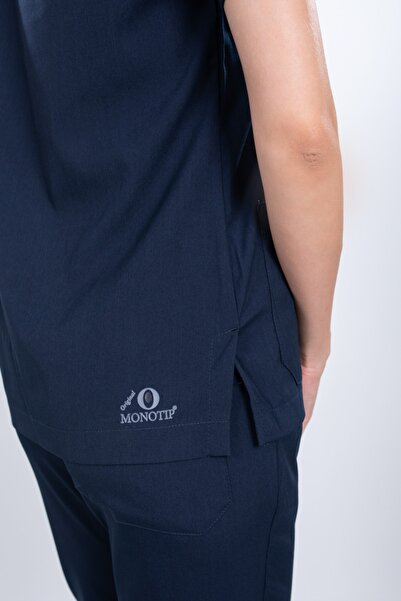 monotıp Soft Likralı Cerrahi Takım,hemşire Forması,unısex,takma Kol, Lacivert