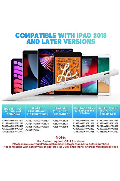 m.tk moveteck Ipad Air 5.nesil Eğime Duyarlı Palm Rejection Magnetik Şarj Olabilen Avuç Içi Red Özellikli Kalem