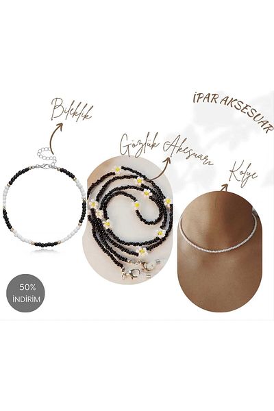 İPAR AKSESUAR 3-Piece Accessory Set Glasses Accessory+bracelet+necklace