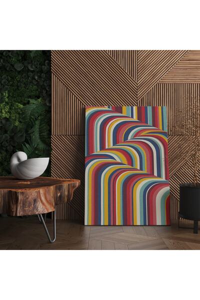 RUGSMODERN Kanvas Tablo 1029 Çok Renkli Çizgili Tasarım 175