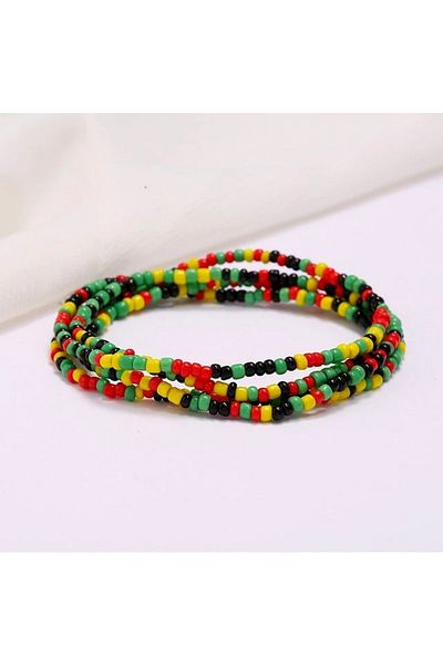 Roe takı aksesuar Anklet Set Sand Bead Colorful Bead Detailed 4-Piece Anklet Set