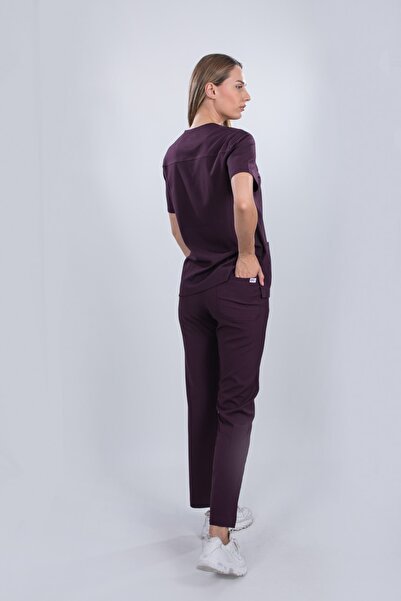 monotıp Costum chirurgical unisex - Soft material elastic , mânecă artificială, uniformă violet închis