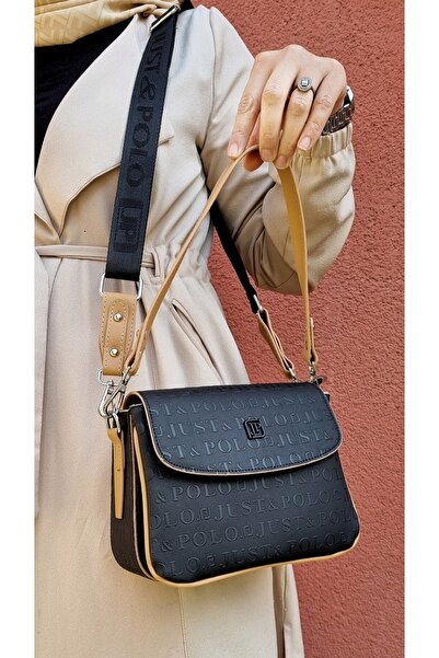 Just Polo Justpolo Kadın Siyah Taba Iki Askılı 4 Bölmeli El Ve Omuz Çantası