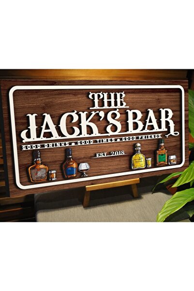 Bk Gift Kişiye Özel Kabartma Tasarım Ahşap Bar Tabelası, Home Bar Tabela, Rus...