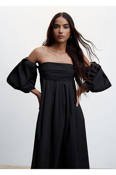 MANGO Woman Balloon Sleeve Midi Dress