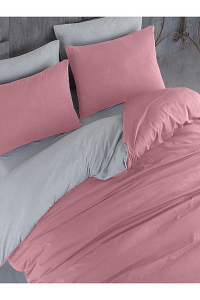 NANOSOFT Duvet Cover Set Double Coral-grey