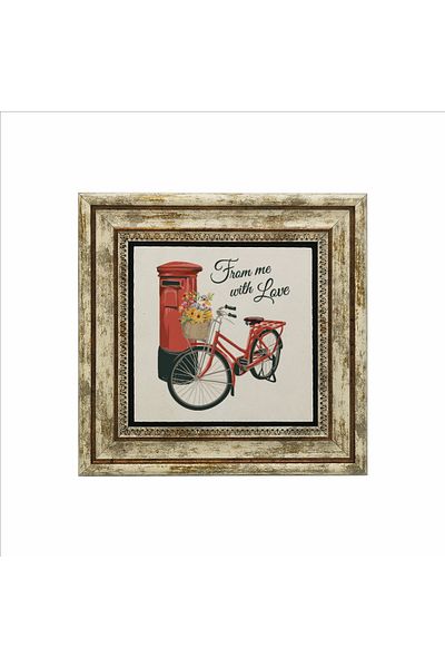BAKSEPETE Dutch Bicycle Image Printed Natural Stone Painting 25 cm x 25 cm krg-033
